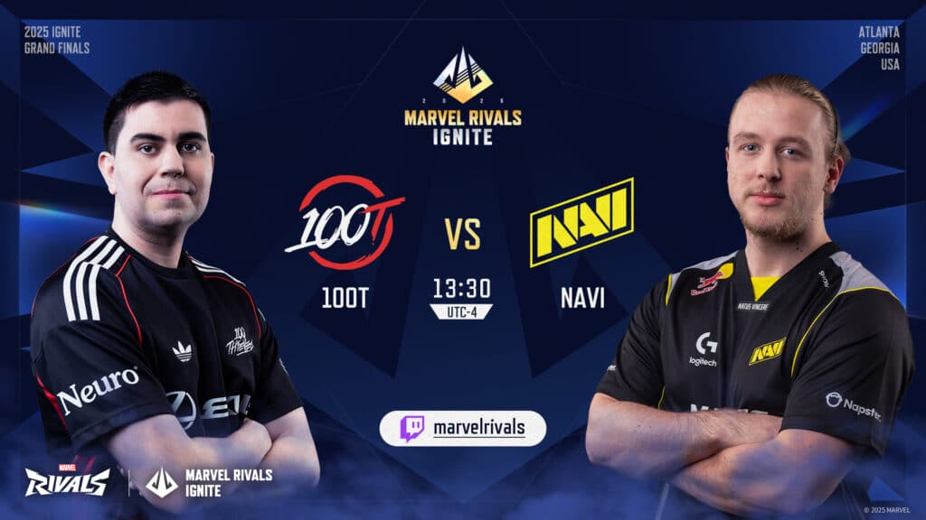 Marvel RIvals ignite grand Finals Group Stage day two 100 Thieves and Natus Vincere graphic announcement
