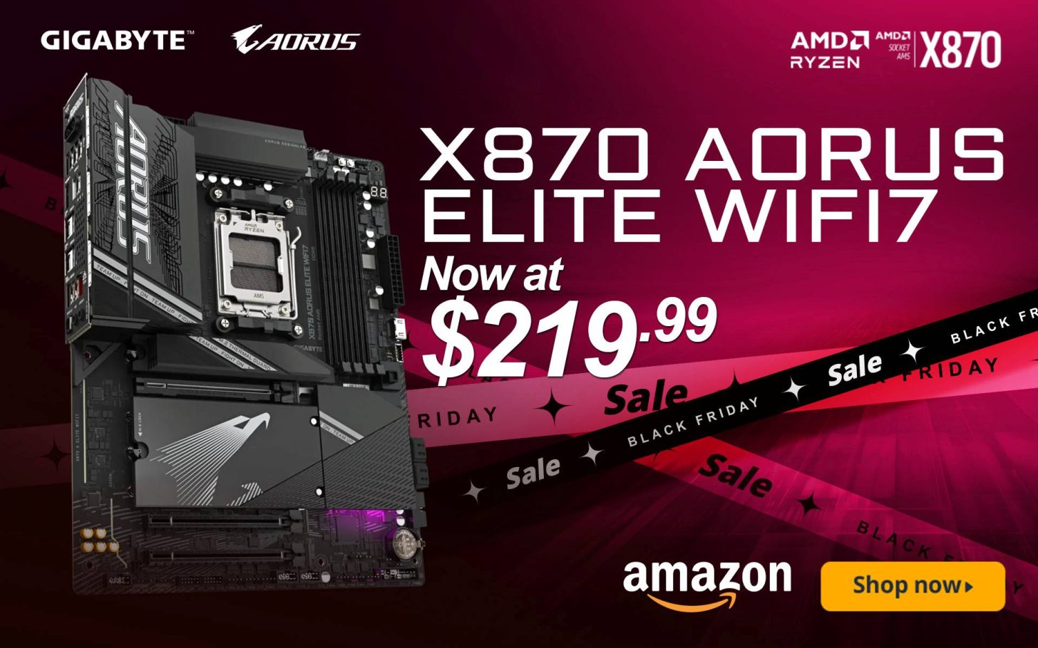 Power-Packed GIGABYTE X870 AORUS Elite WiFi 7 Now Just $219 on Amazon