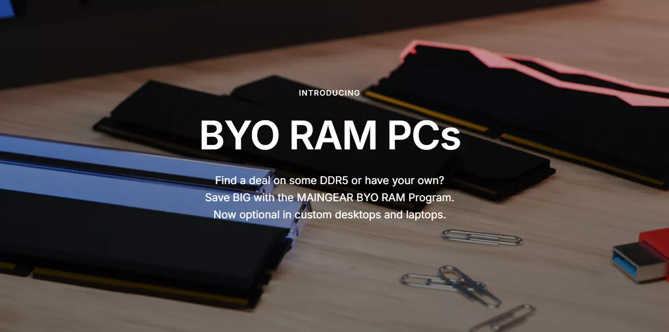 MAINGEAR Tackles DDR5 Memory Shortage: Gamers Can Customize PCs Without RAM and Use Their Own Kits