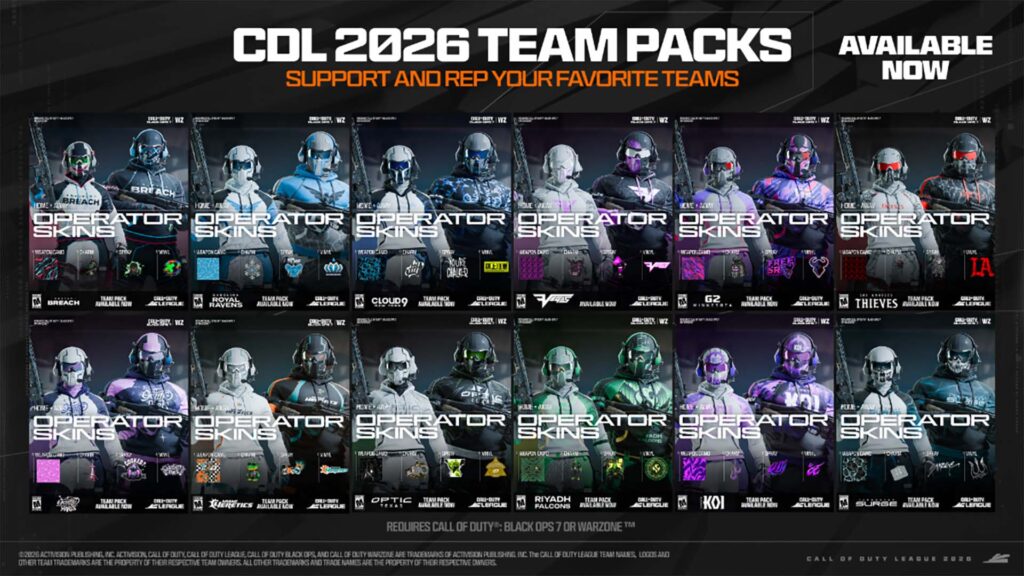 New Team Packs for 2026 Unveiled by Call of Duty League